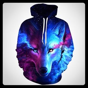 Unisex 3d Print Wolf Pullover Hoodie Sweatshirt XL